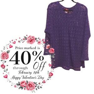 SMASH 59 The Originator Purple Eyelet Knit Top One Size Fits All Made in USA